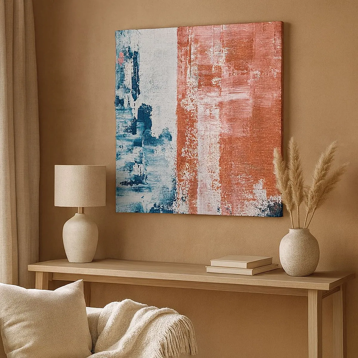 Obraz na plátně - Abstraktní půl na půl - 30x30 cm