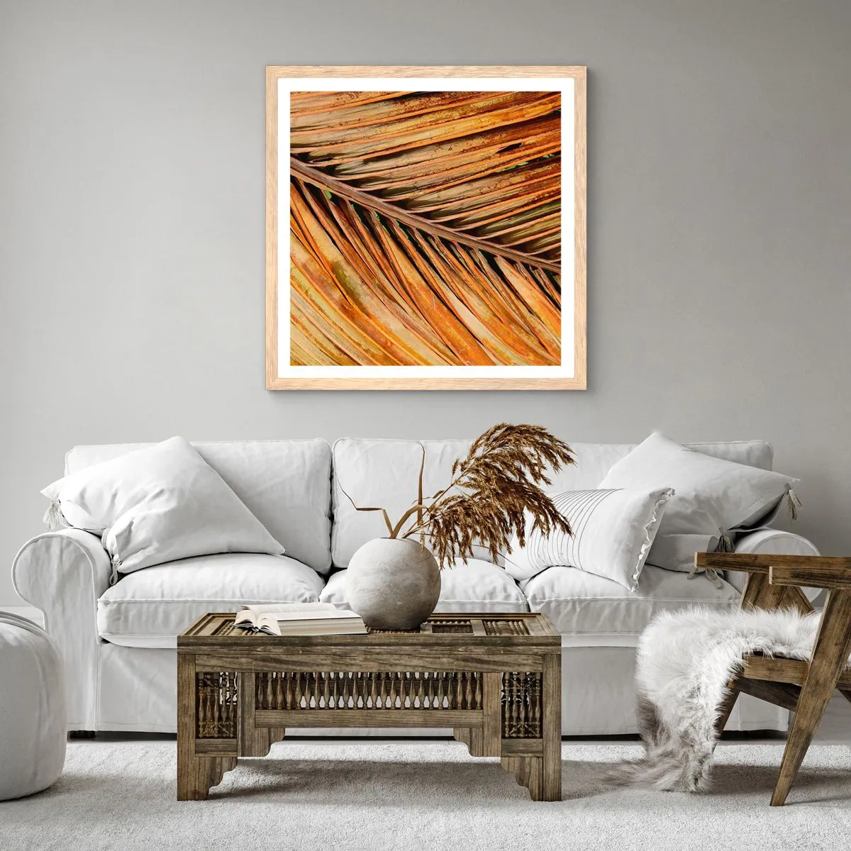 Plakát v rámu světlý dub - Kokosové zlato - 40x40 cm