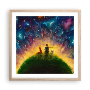 Plakát v rámu světlý dub - Láska a přátelství - celý svět - 50x50 cm