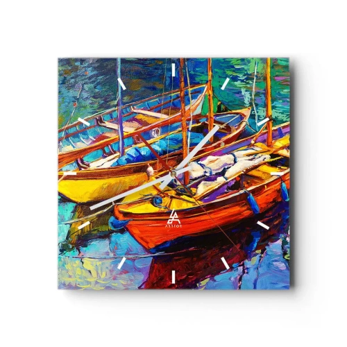 Nástěnné hodiny - Na vodě husté od barev - 30x30 cm