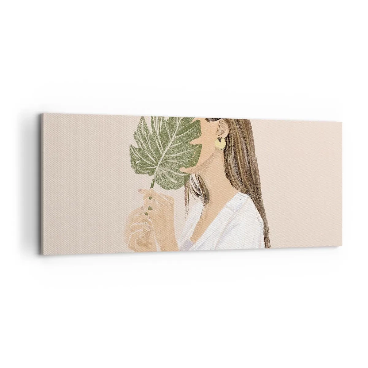 Obraz na plátně - Tajemný portrét s vějířem - 100x40 cm