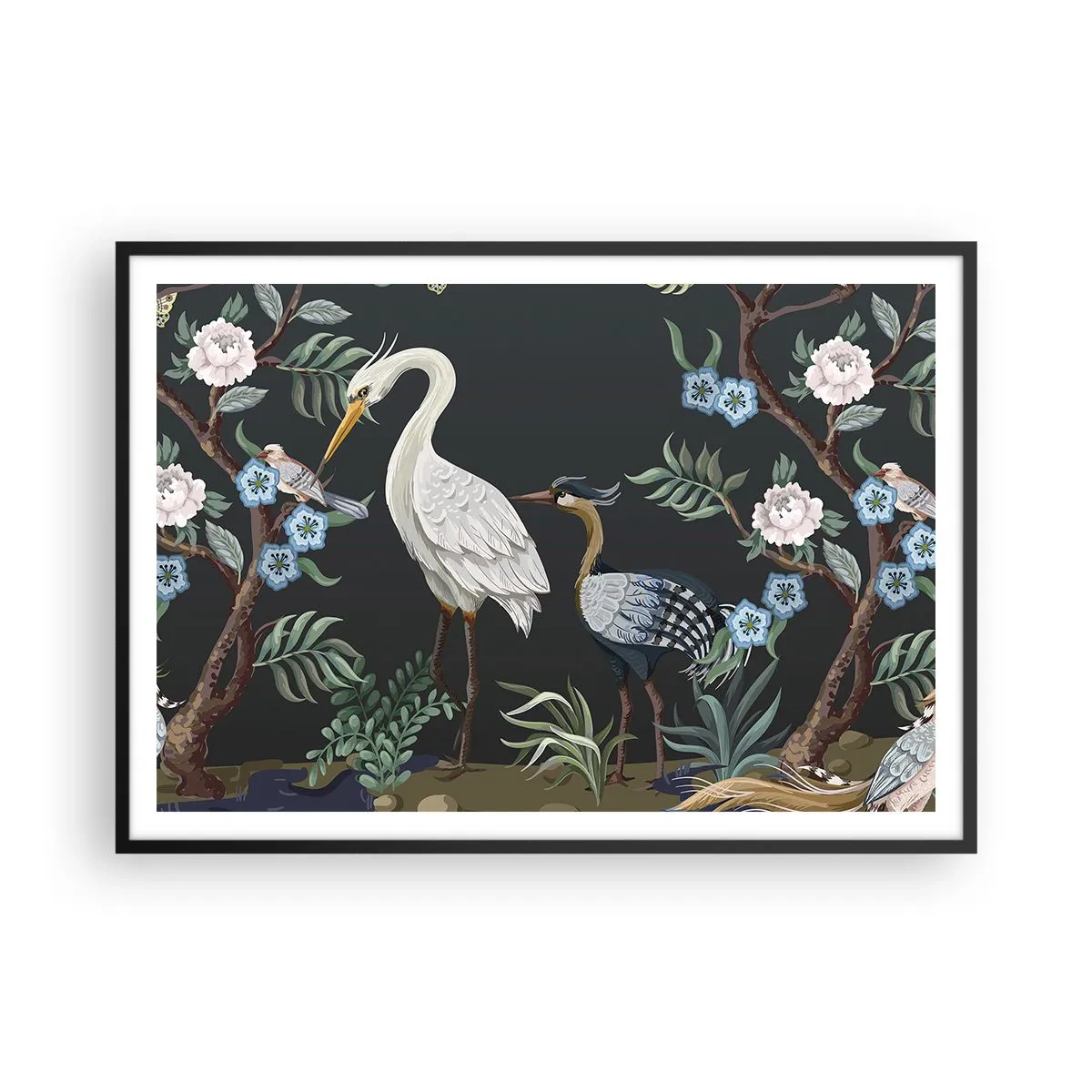 Plakát v černém rámu - Ptačí průvod - 100x70 cm