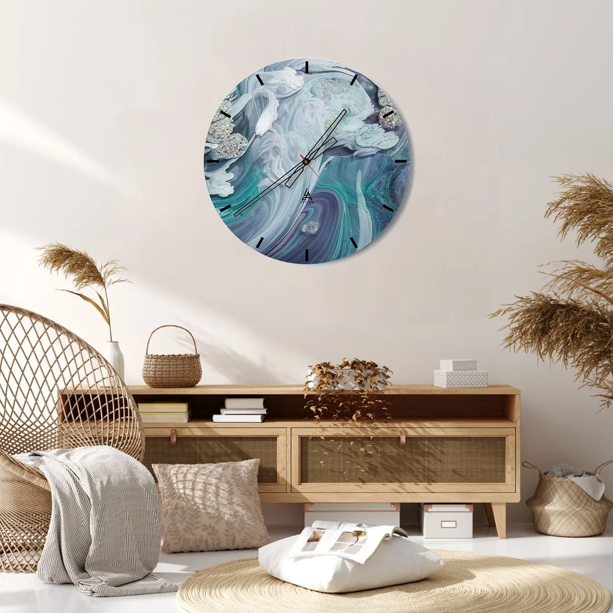 Nástěnné hodiny - Proudy modré - 40x40 cm