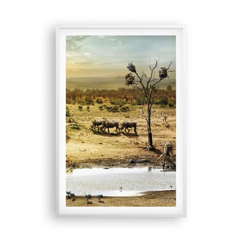 Plakát v bílém rámu - „Z ráje opět pramenila řeka…“ - 61x91 cm