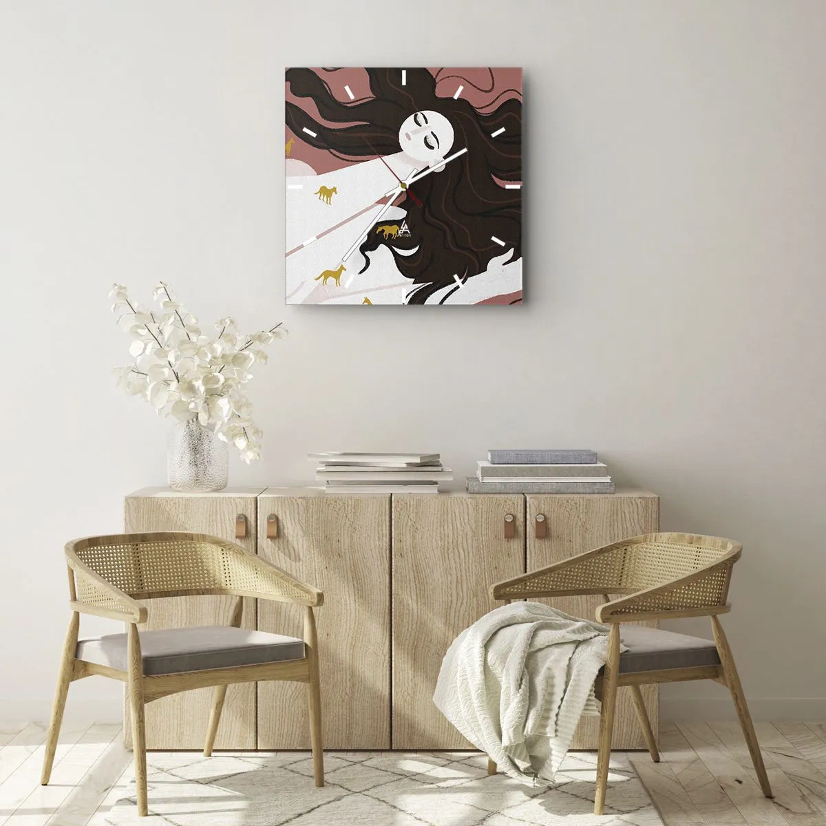 Nástěnné hodiny - Sen o zlatém koni - 40x40 cm