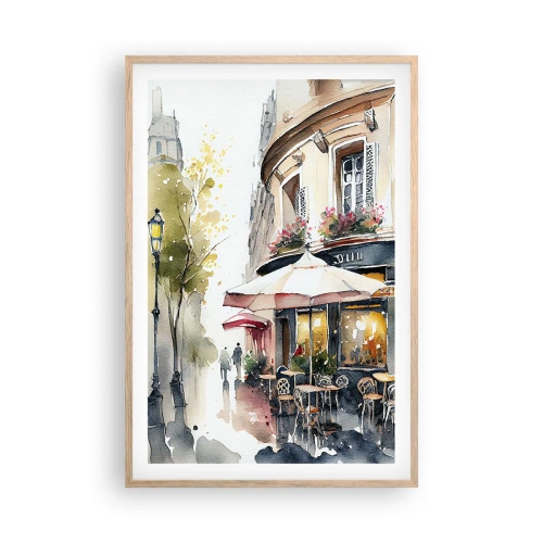 Plakát v rámu světlý dub - Pařížské ráno - 61x91 cm