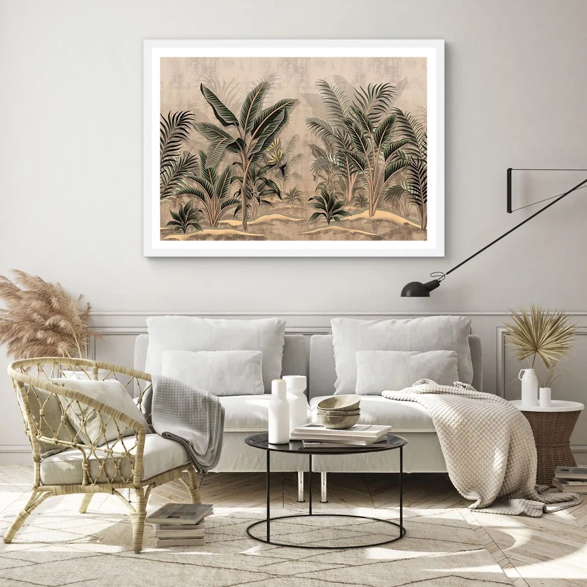 Plakát v bílém rámu - Rytina v koloniálním stylu - 100x70 cm