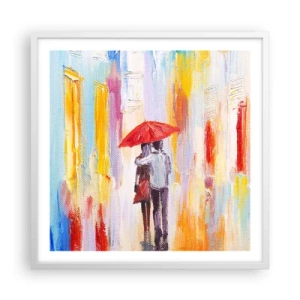 Plakát v bílém rámu - Ať prší dál - 60x60 cm