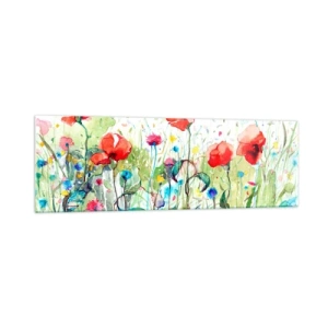 Obraz na skle - Kvetoucí louka v květnu - 160x50 cm
