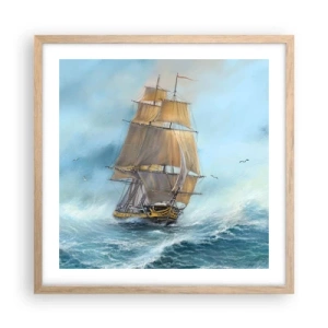 Plakát v rámu světlý dub - Běžící po vlnách - 50x50 cm