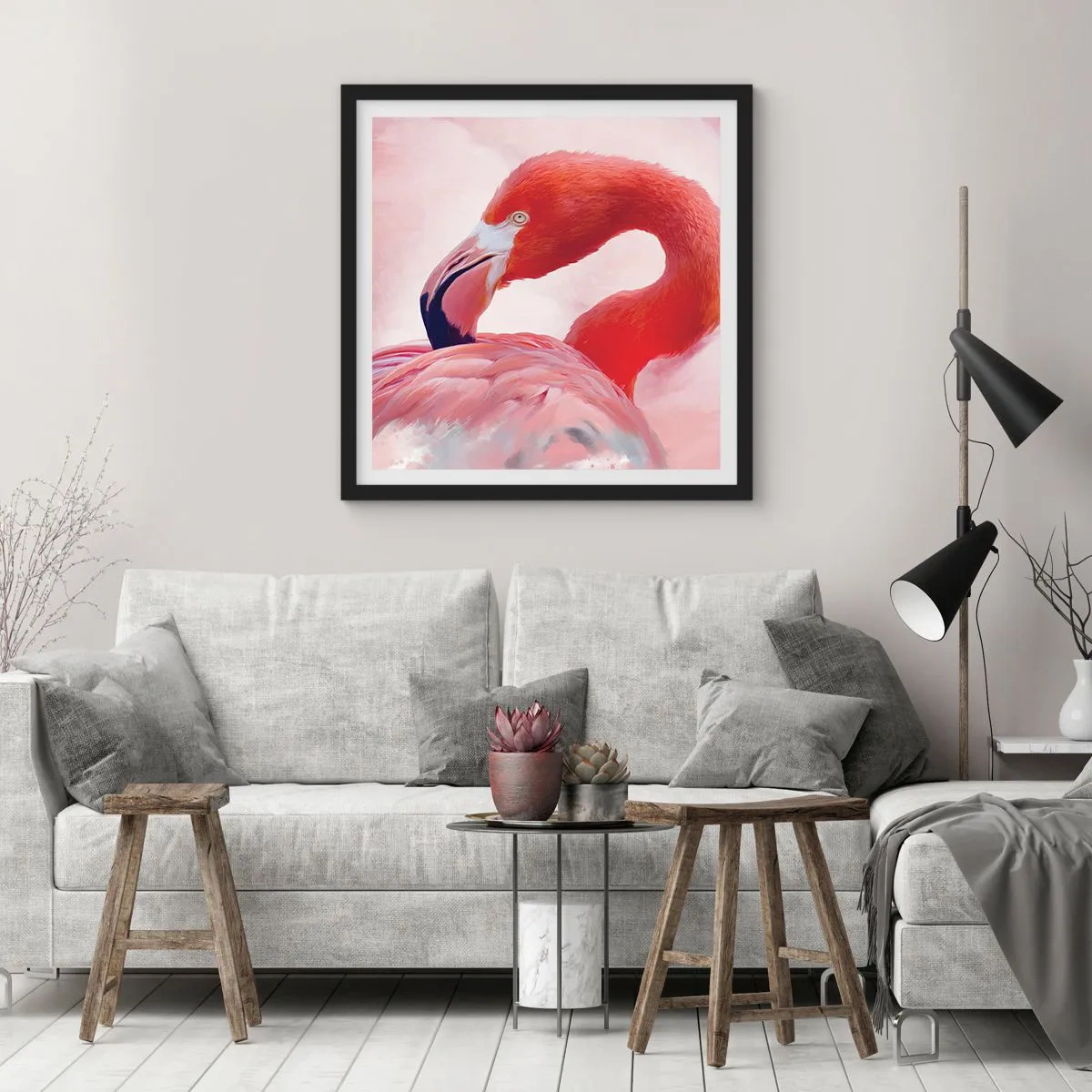 Plakát v černém rámu - Ptačí krása - 60x60 cm