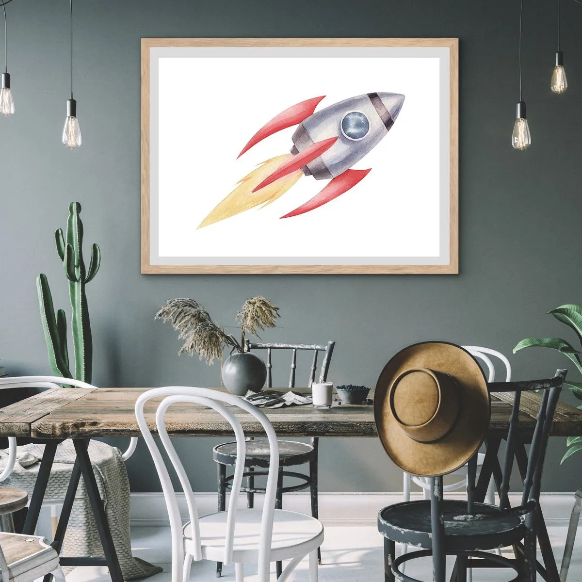 Plakát v rámu světlý dub - Výš, rychleji, dál - 100x70 cm