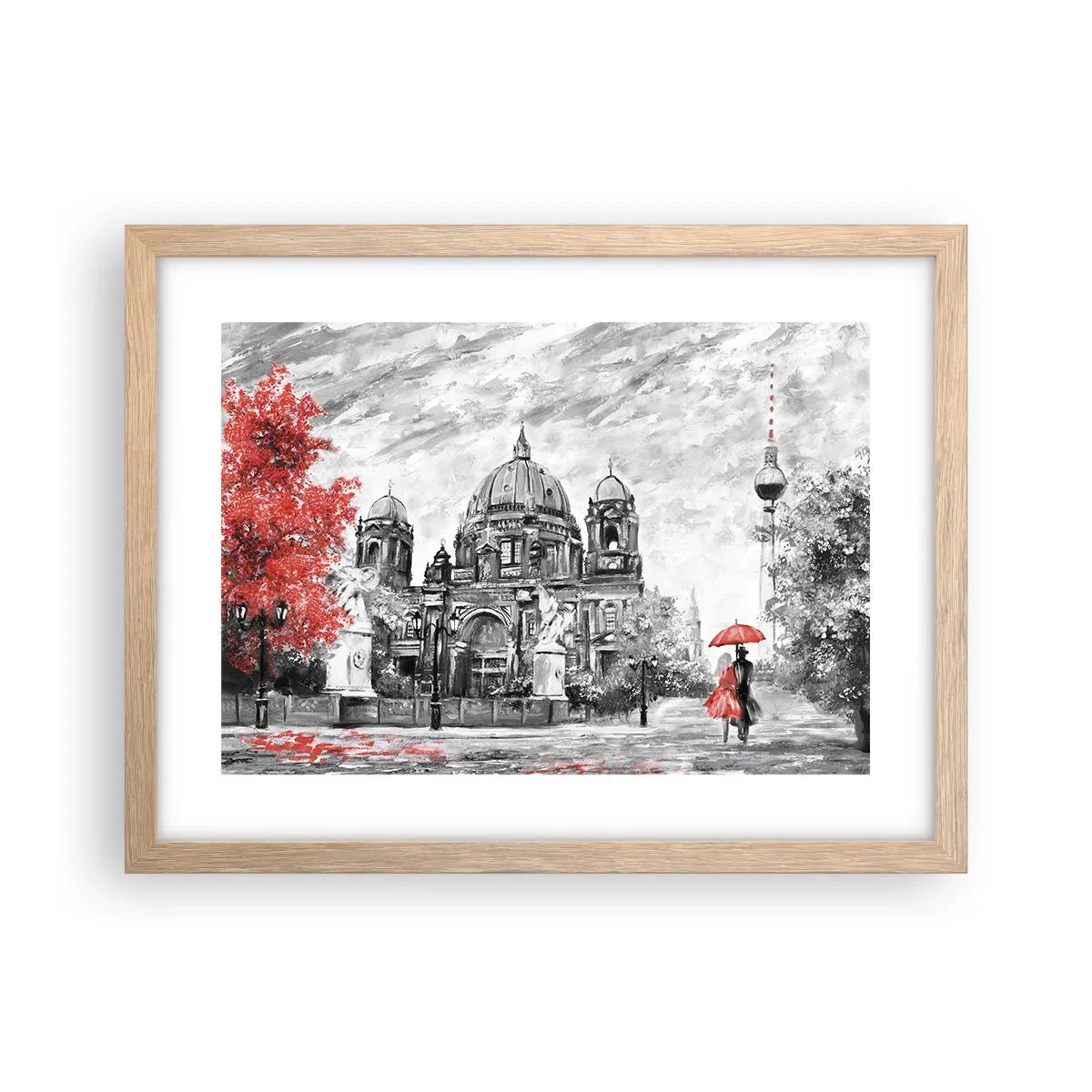 Plakát v rámu světlý dub - Berlínské setkání - 40x30 cm