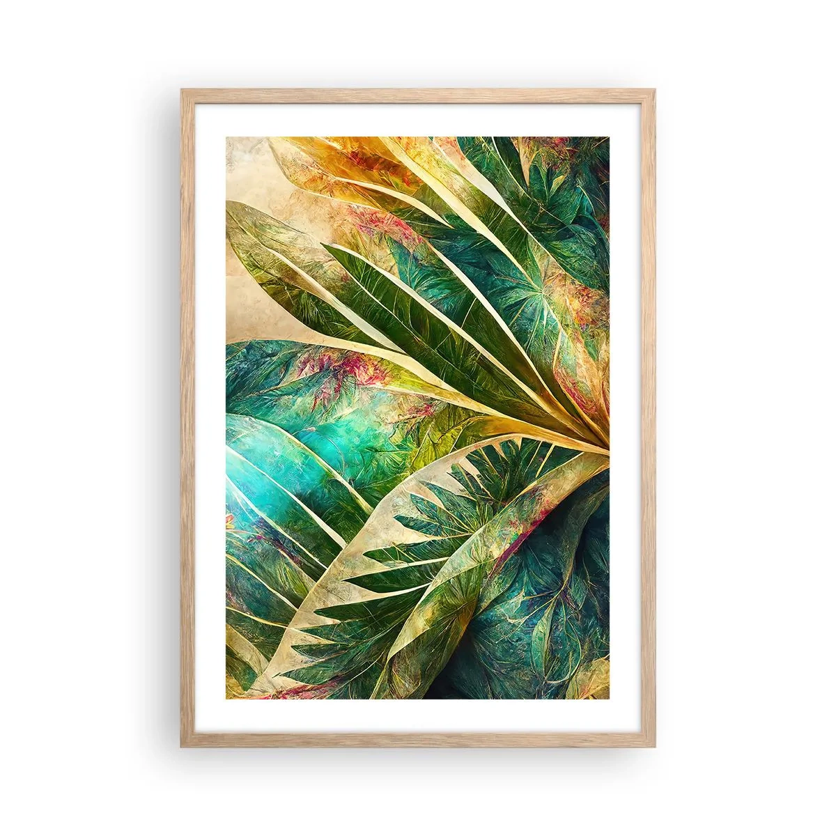 Plakát v rámu světlý dub - Barvy tropů - 50x70 cm