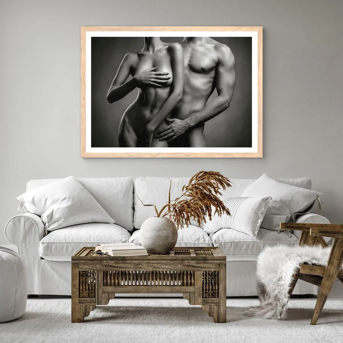 Plakát v rámu světlý dub - Adam a Eva - 70x50 cm