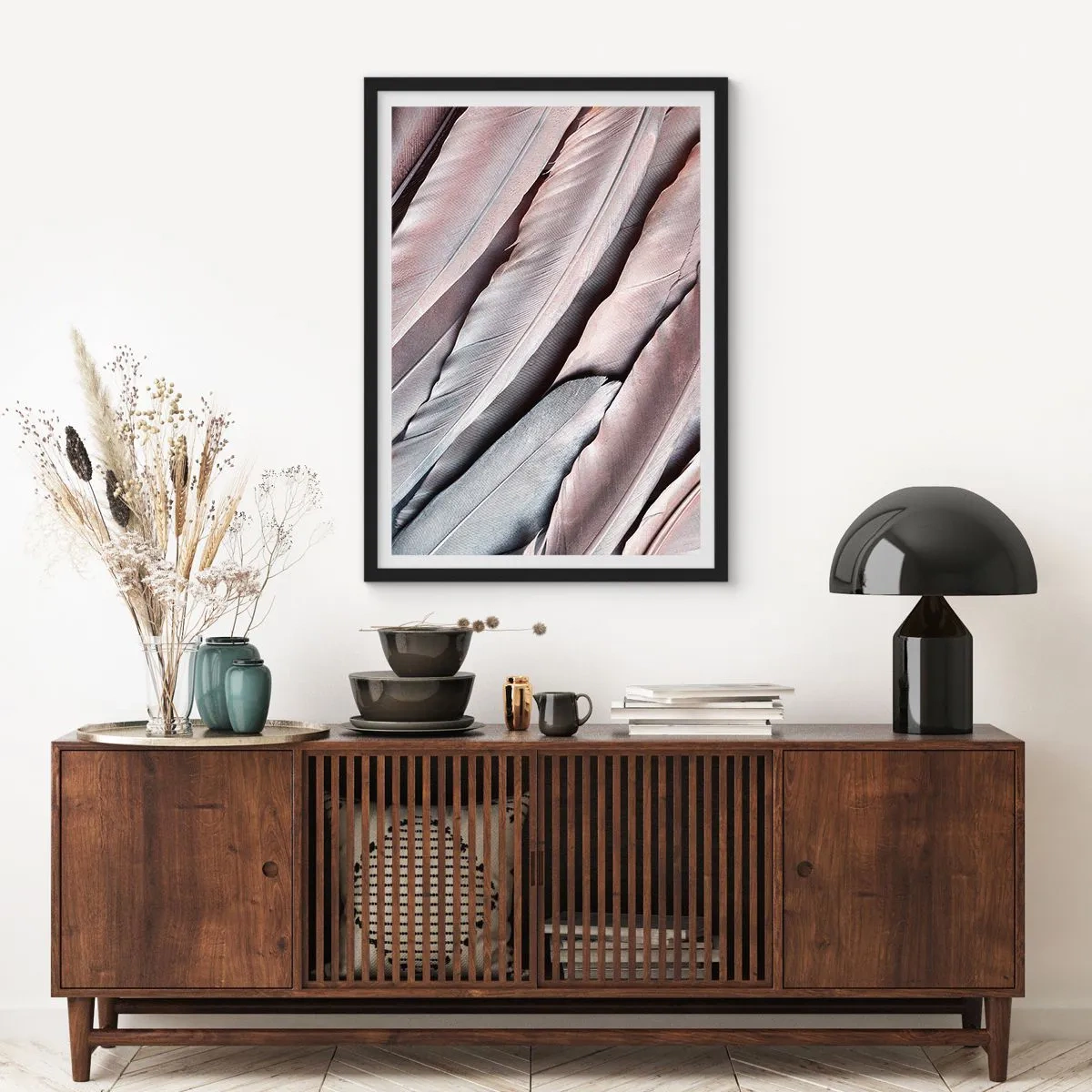 Plakát v černém rámu - V růžové a stříbrné - 40x50 cm