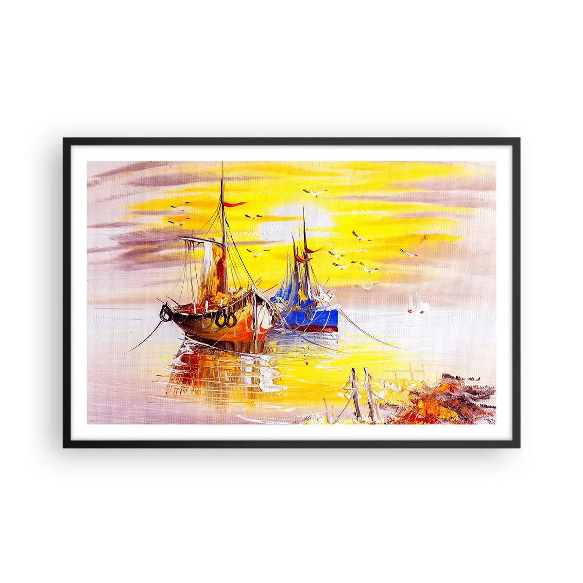 Plakát v černém rámu - Zasloužený odpočinek v přístavu - 91x61 cm