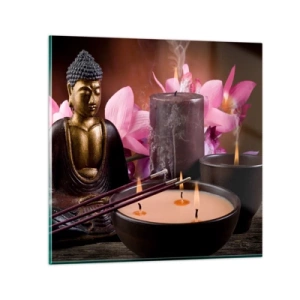 Obraz na skle - Očistit mysl, uklidnit tělo - 70x70 cm