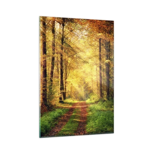 Obraz na skle - Lesně-zlaté ticho - 80x120 cm