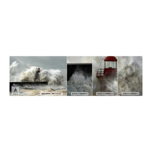Vzor Fototapety Premium Canvas - Hněv oceánu - Krajina, Maják, Bouřka - 100x30 cm