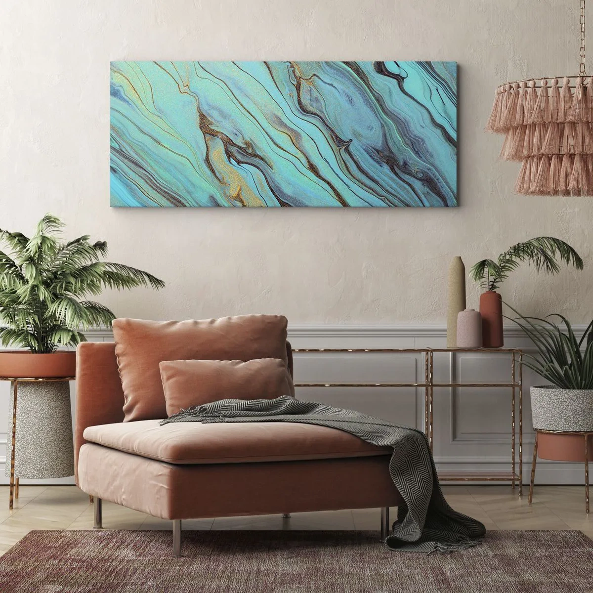 Obraz na plátně - Tyrkysový příliv - 160x50 cm