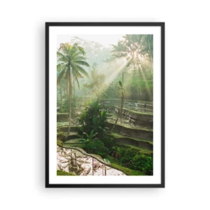 Plakát v černém rámu - Tropická krajina s rýžovými terasami a sluncem - 50x70cm - Vyrůstát na slunci - Moderní nástěnná dekorace do obývacího pokoje a ložnice ARTTOR