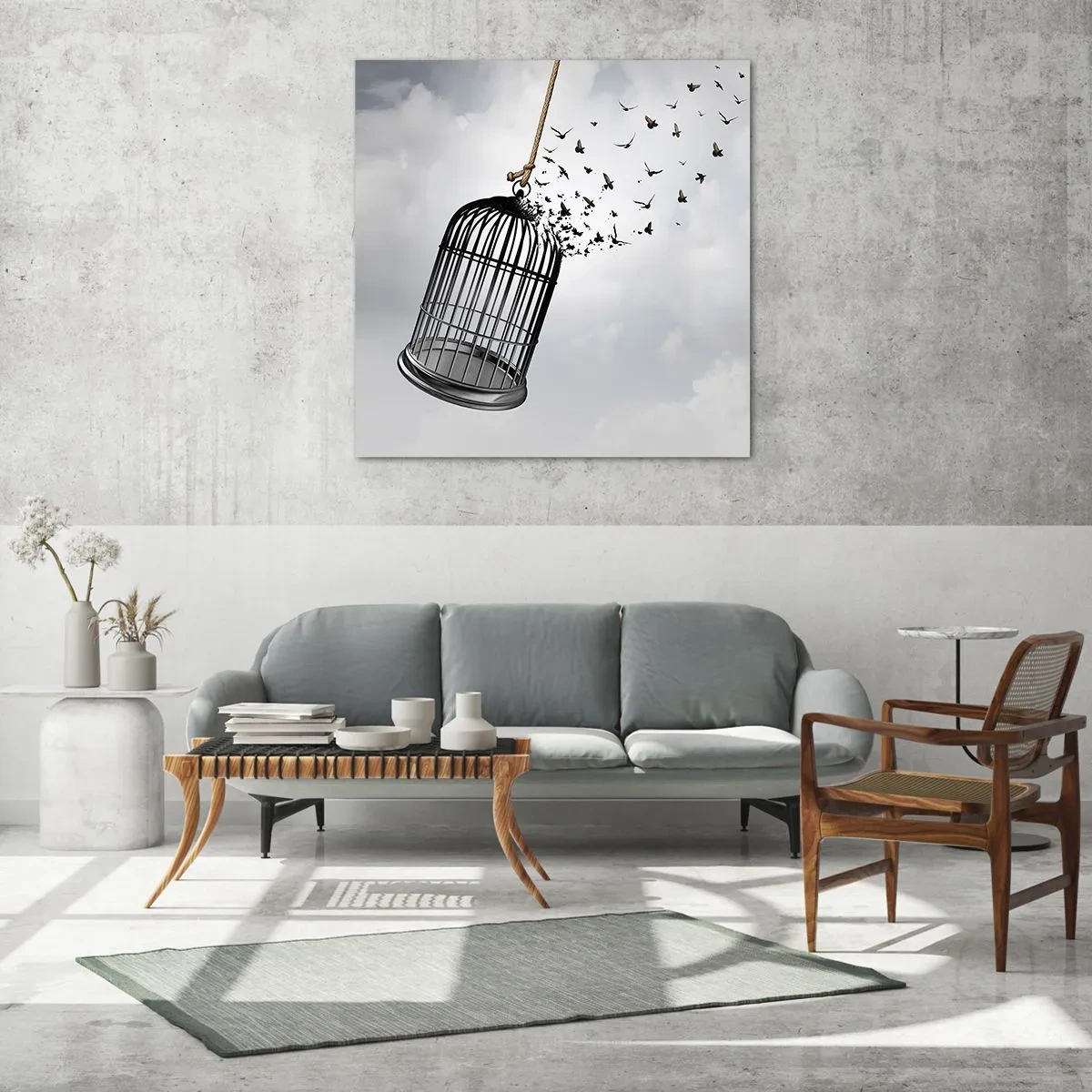 Obraz na skle - Víra… naděje… svoboda! - 60x60 cm