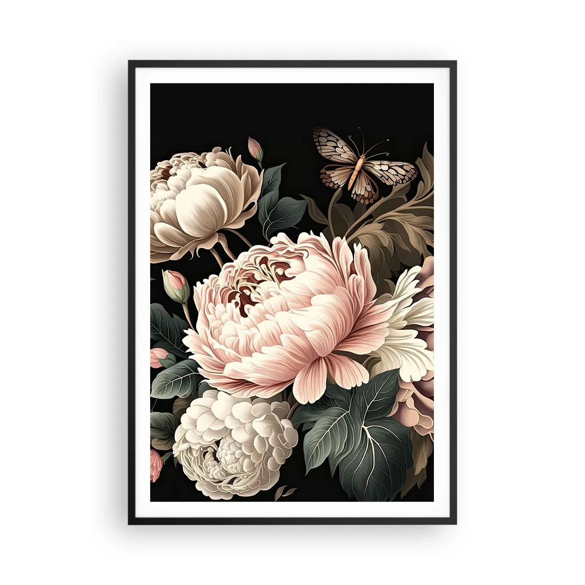 Plakát v černém rámu - V barokním stylu - 70x100 cm