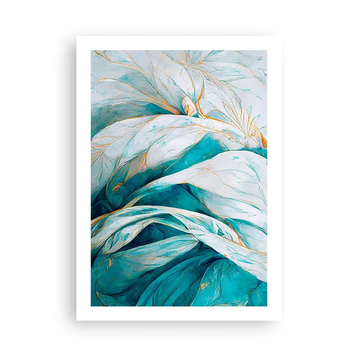 Plakát - Modrá abstrakce se zlatým motivem - 50x70 cm