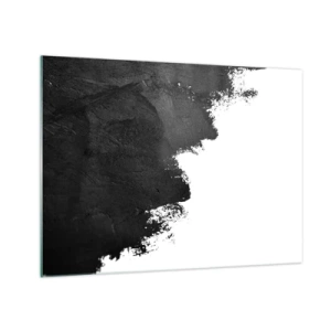 Obraz na skle - Černá barva textura na bílém pozadí v minimalistickém stylu - 70x50cm - Živly: země - Moderní nástěnná dekorace do obývacího pokoje a ložnice ARTTOR