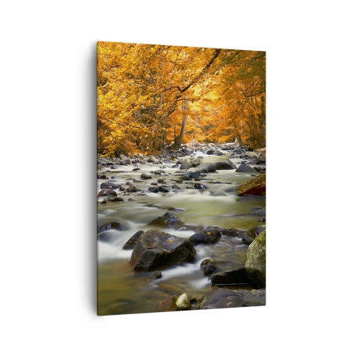 Obraz na plátně - Potok ve zlatém lese - 70x100 cm