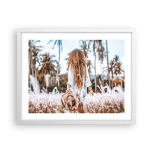 Plakát v bílém rámu - Zrozená z travní chmýří - 50x40 cm