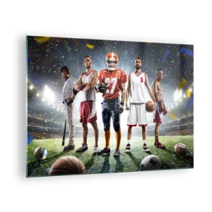 Obraz na skle - Sportovci různých disciplín na stadionu pod světlem reflektorů - 70x50cm - Gladiátoři arén - Moderní nástěnná dekorace do obývacího pokoje a ložnice ARTTOR