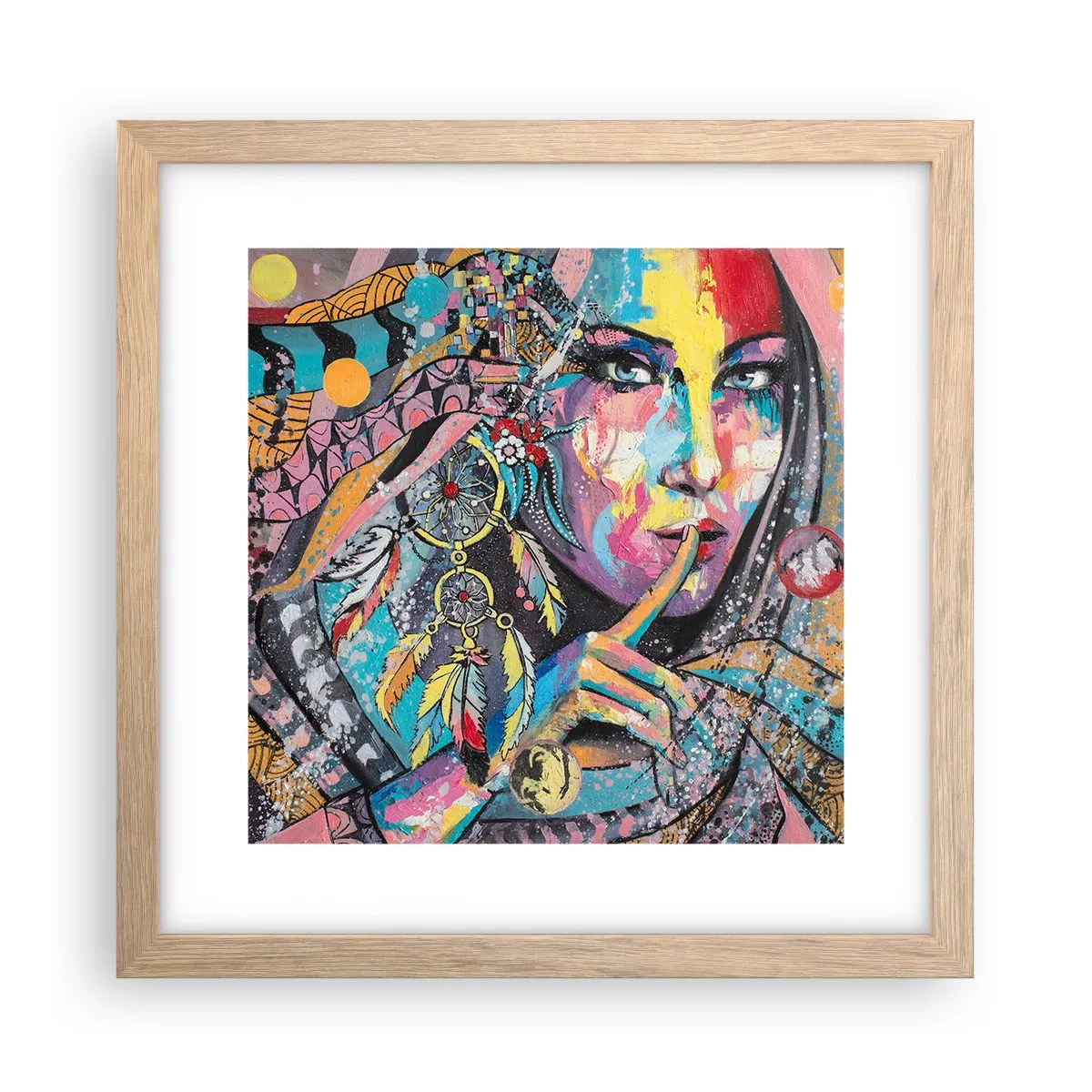 Plakát v rámu světlý dub - Mlč, než pochopíš - 30x30 cm