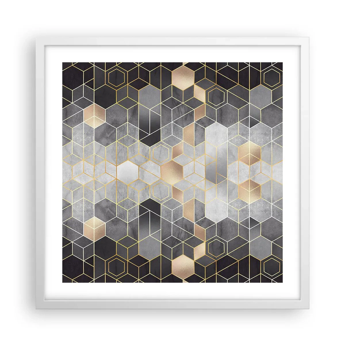 Plakát v bílém rámu - Diamantová kompozice - 50x50 cm