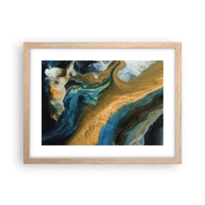 Plakát v rámu světlý dub - Modrá – žlutá – vzájemné vlivy - 40x30 cm
