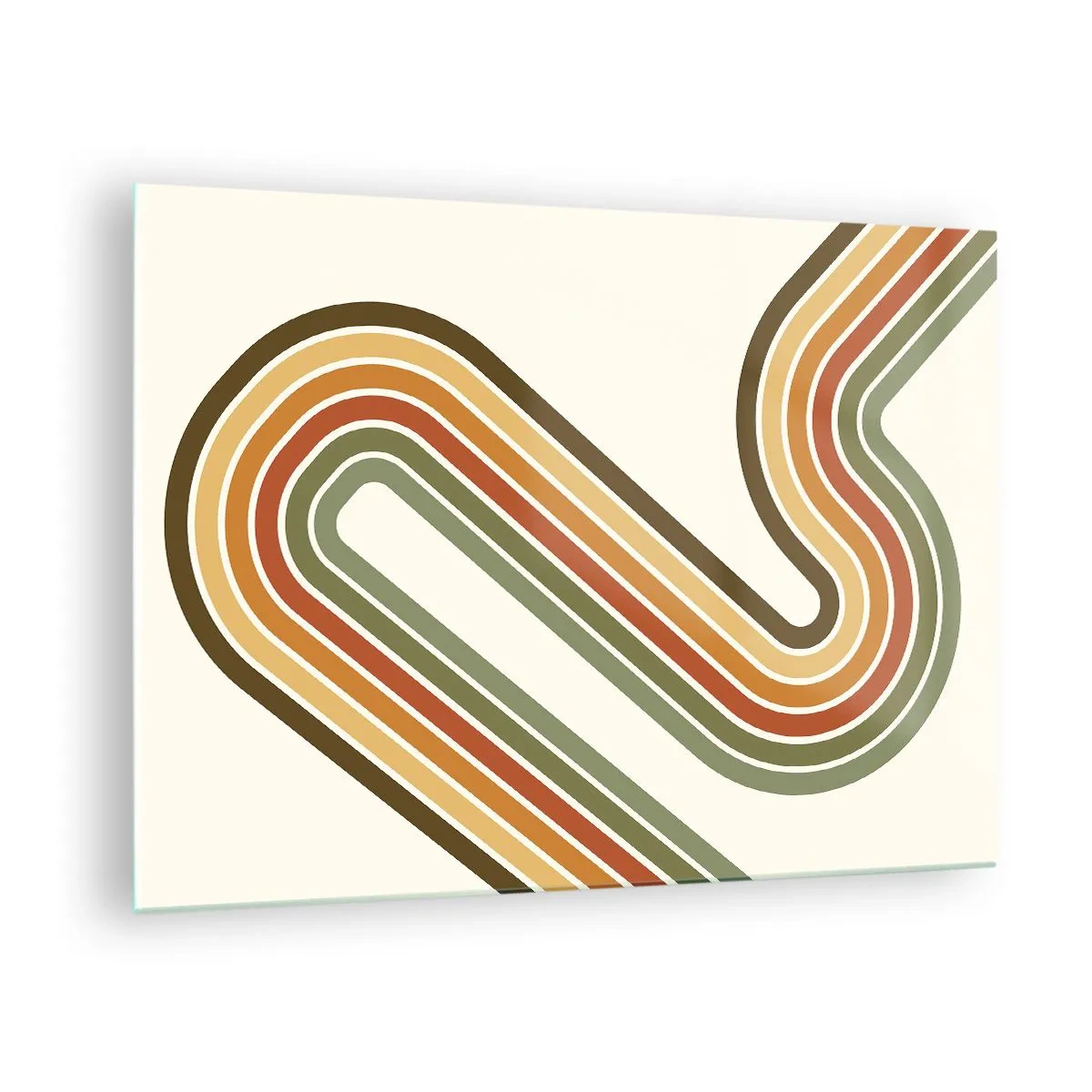 Obraz na skle - Geometrická abstrakce v retro stylu s vlnovkami - 70x50cm - Kličkování do cíle - Moderní nástěnná dekorace do obývacího pokoje a ložnice ARTTOR
