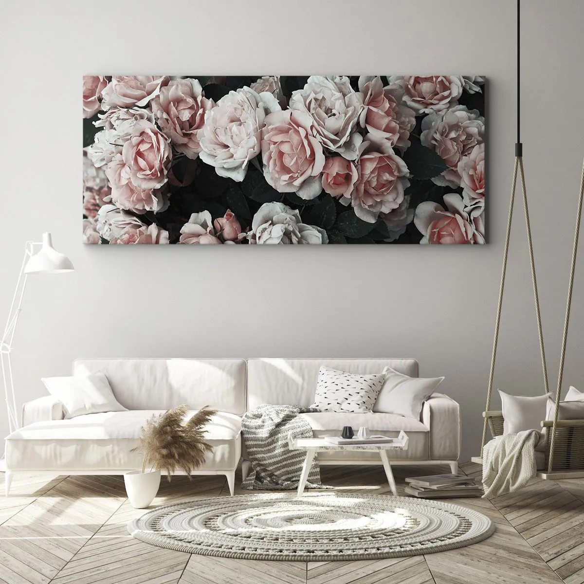 Obraz na plátně - Růžový ansámbl - 160x50 cm