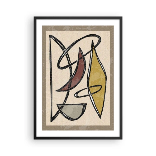 Plakát v černém rámu - Geometrická abstrakce v odstínech béžové a hnědé - 50x70cm - Svisle a vodorovně - Moderní nástěnná dekorace do obývacího pokoje a ložnice ARTTOR