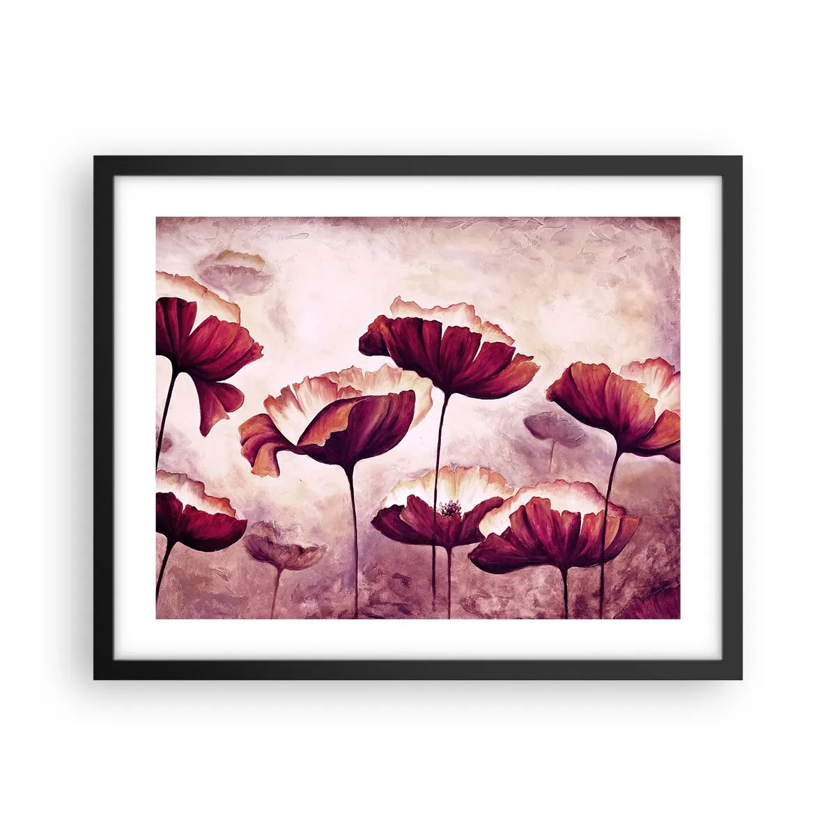 Plakát v černém rámu - Červený a bílý plátek - 50x40 cm