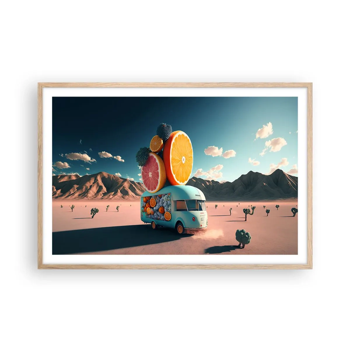 Plakát v rámu světlý dub - Chuť prázdnin - 91x61 cm