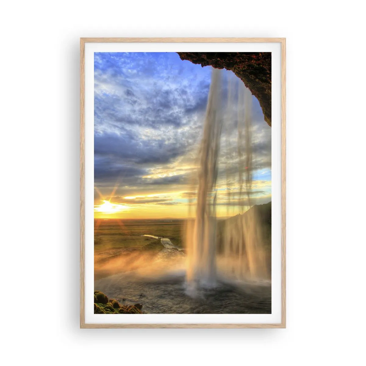 Plakát v rámu světlý dub - Svět za závojem kapek - 70x100 cm