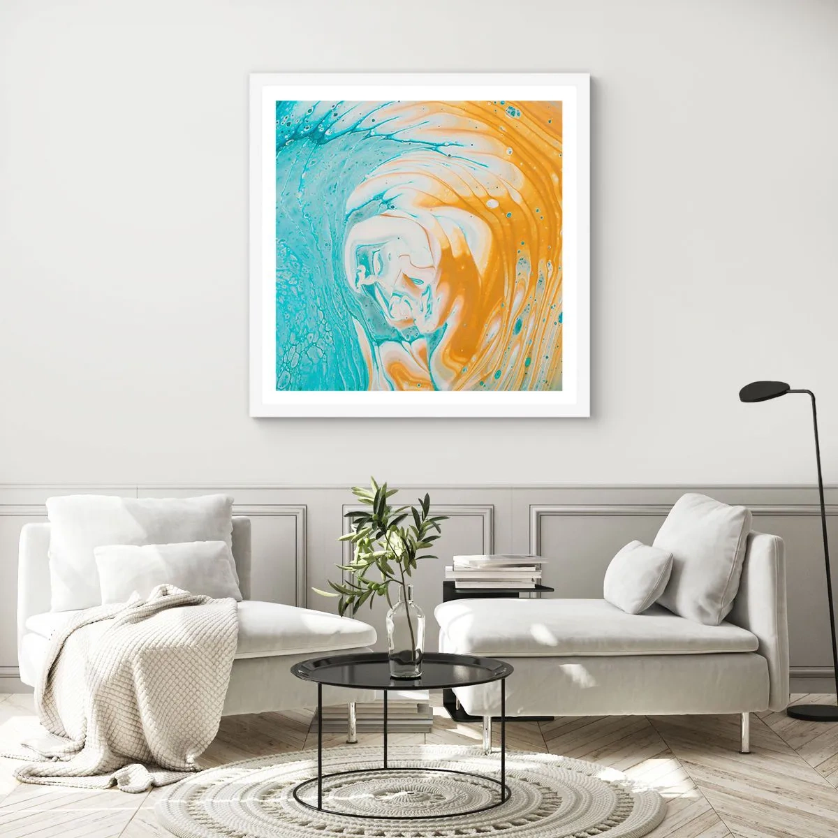 Plakát v bílém rámu - Pastelový vír - 60x60 cm