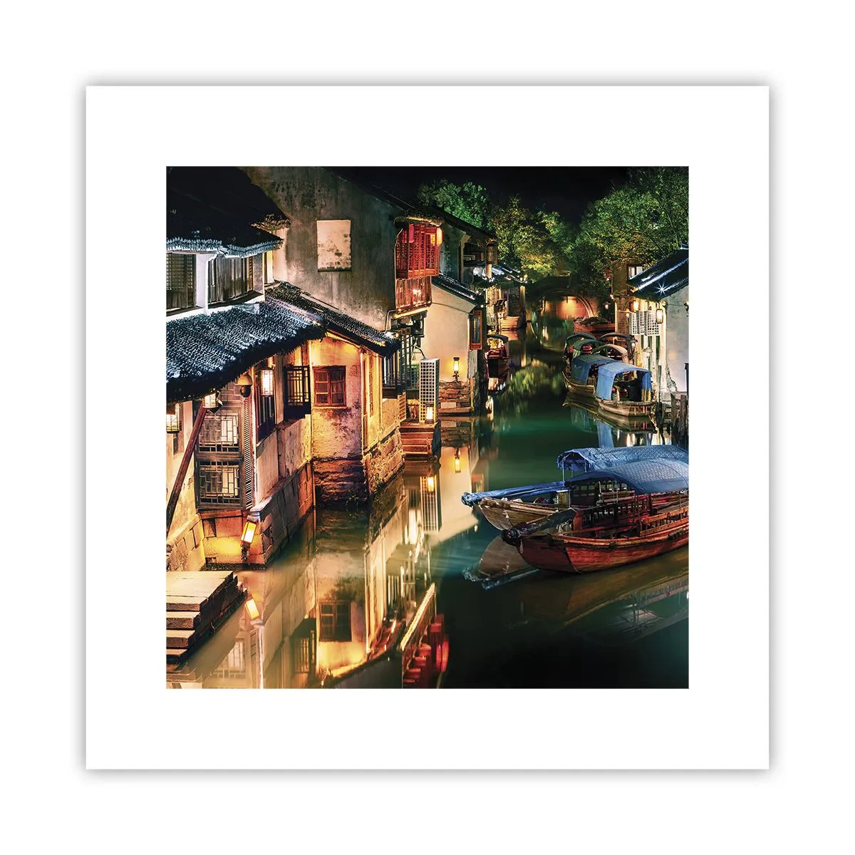 Plakát - Večer na čínské ulici - 30x30 cm