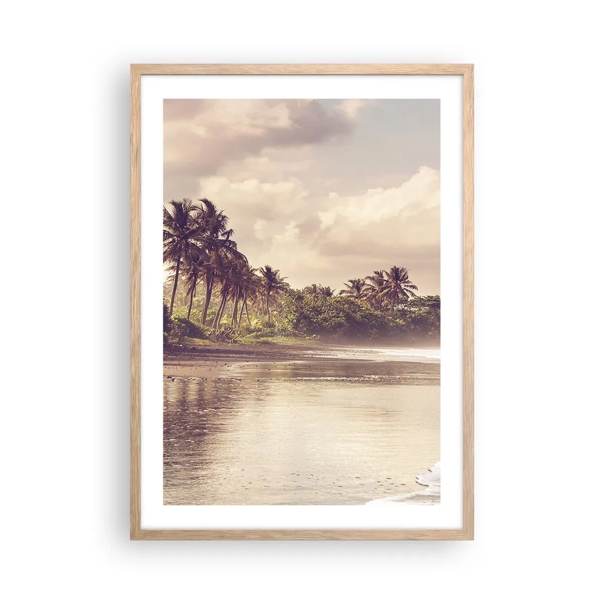 Plakát v rámu světlý dub - Pohlazení vln - 50x70 cm