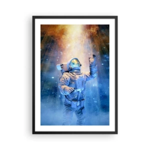 Plakát v černém rámu - Astronaut ve světle hvězd a galaxií ve vesmíru - 50x70cm - Konečně v cíli - Moderní nástěnná dekorace do obývacího pokoje a ložnice ARTTOR