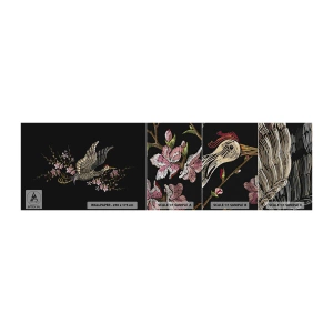 Vzor Fototapety Premium Sand - Exotický vyšívaný pták - Pták, Grafika, Květiny - 100x30 cm