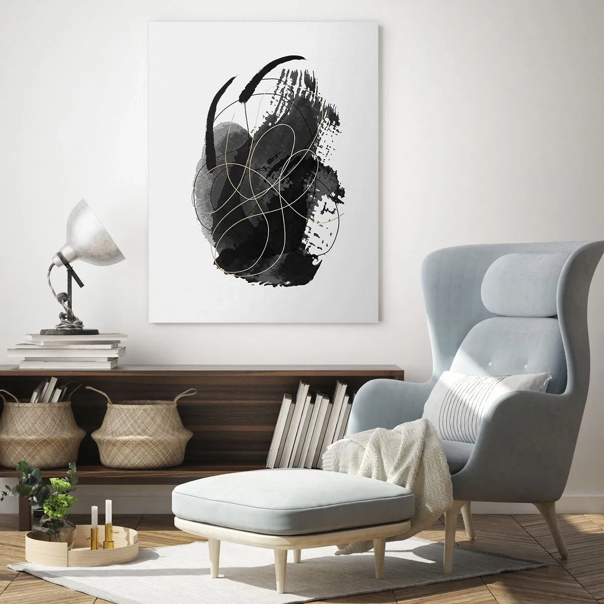 Obraz na skle - Upletené z černé - 50x70 cm