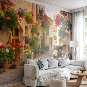 Fototapeta Standard Eco - V záplavě květin - Město, Itálie, Krásné Ulice - 250x175 cm