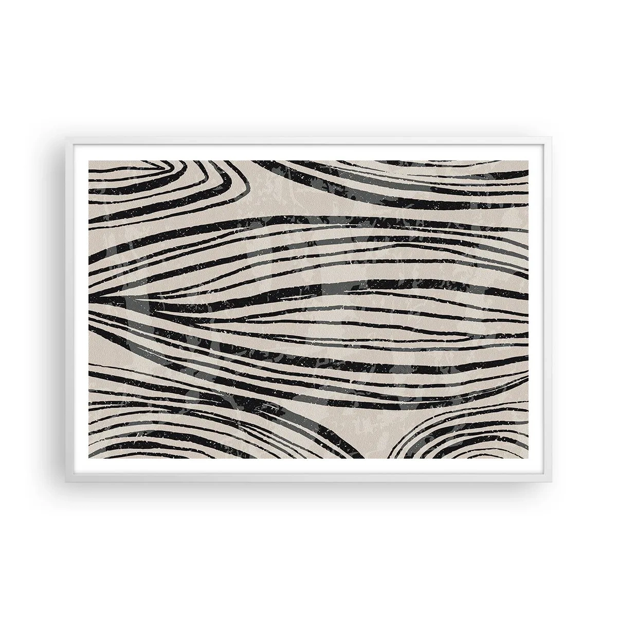 Plakát v bílém rámu - Močál s liniemi - 100x70 cm